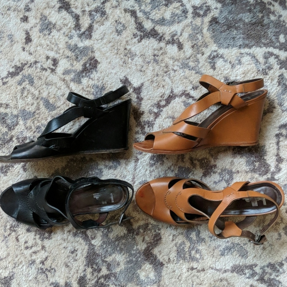 2pr Belle by Sigerson Morrison wedge sandals Sz 10